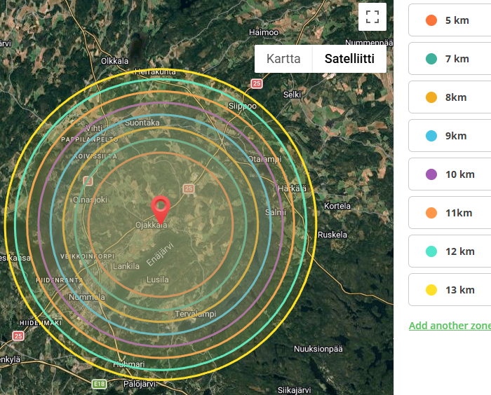 Google Maps toimitusalue hakukoneoptimoitu ravintola verkkokauppa